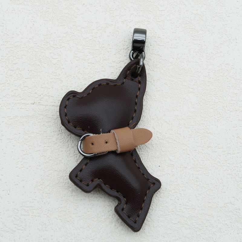 Handmade Genuine Leather Puppy Keychain Anti Lost Lanyard Pendant French Fighting Dog Car Keychain Braided Rope Keychain_autovado.com