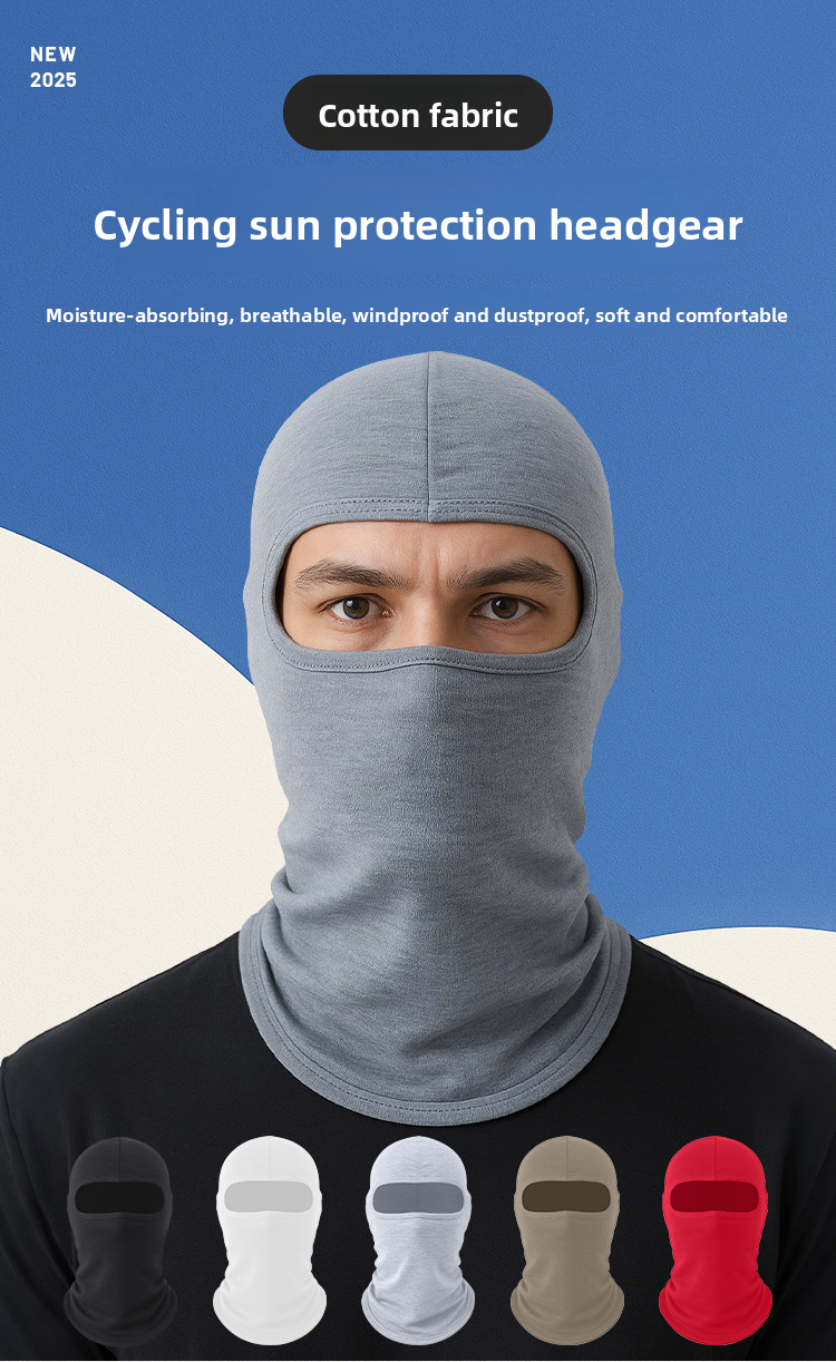 New Cycling Sun Protection Mask Neck Guard Full Cotton Dustproof Breathable Head Cover Sunshade Motorcycle Helmet Liner_autovado.com