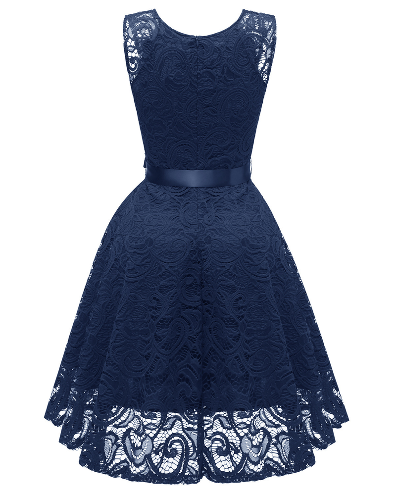 Women's Nordic small fresh V-neck mature women's big swing lace women's dress_autovado.com