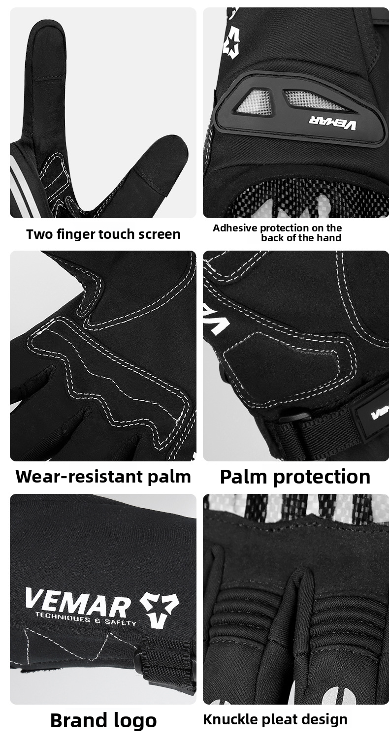 Vemar Riding Autumn Winter Men Windproof Waterproof Fleece Lined Non-Slip Warm Electric Bike Motorcycle Gloves_autovado.com