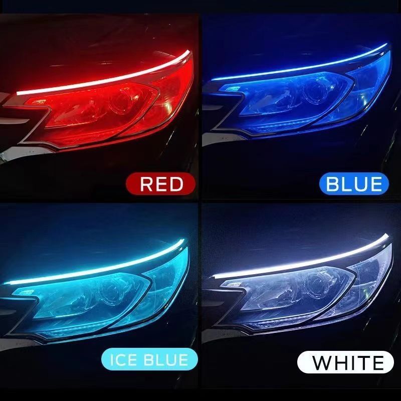 Car Daytime Running Ultra-Thin Guide Flowing Turn Signal Universal LED Silicone Light Strip No Disassembly Required_autovado.com