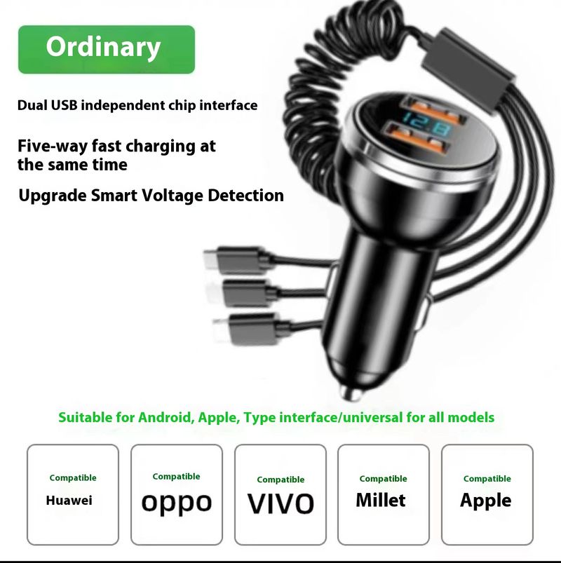 New digital car charger with one to three cable 100W super fast charging_autovado.com