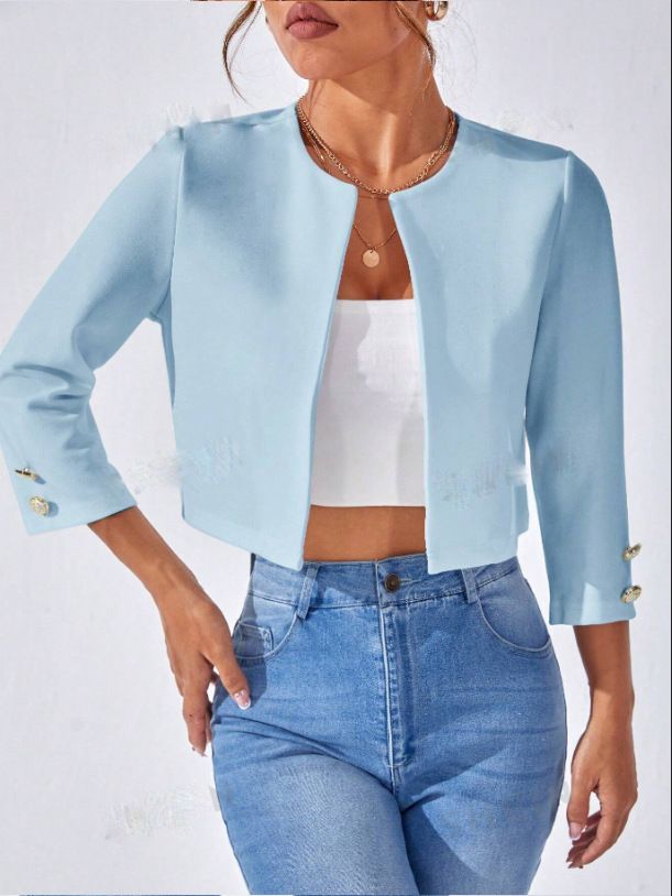 Women's Clothing Fashion Casual Temperament Commuter Niche Top Round Neck Jacket _autovado.com