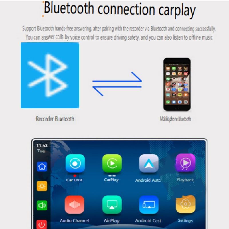 9" Wireless CarPlay Android Auto Display - 4K Dash Cam With 5G WiFi & Light Sensor_autovado.com