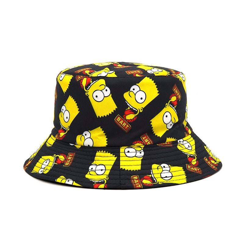 Hot Sale Summer Fisherman Print Reversible Cartoon Hats Women Men Street Hip Hop Bucket Cap Vintage Fishing Hat_autovado.com