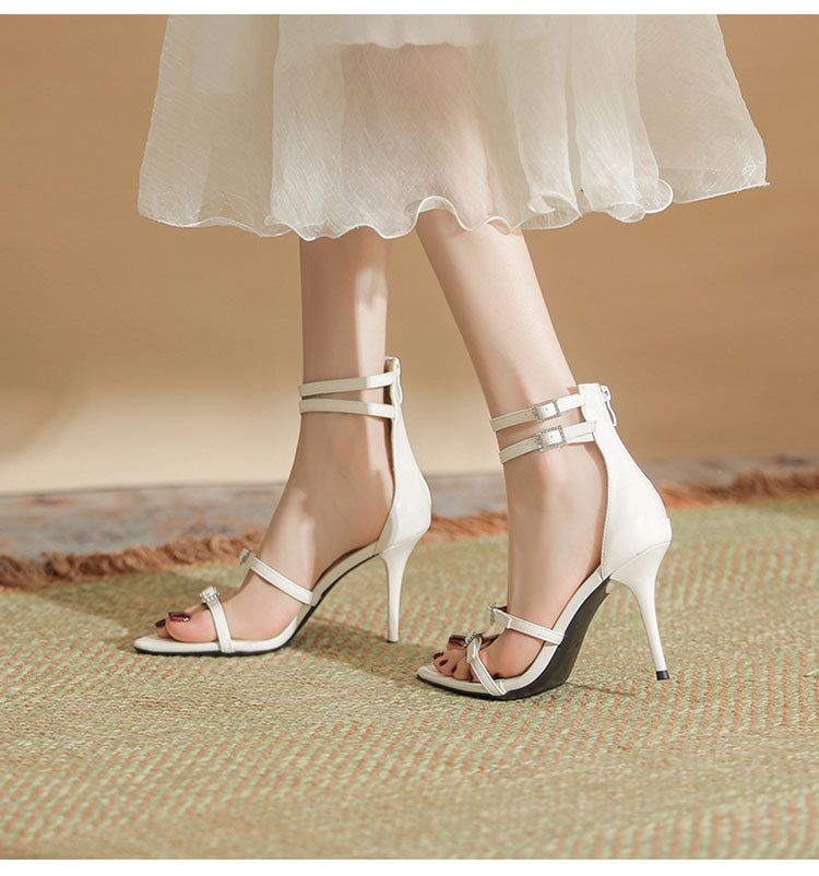 Women's fashion line with thin heel medium heel everything simple fairy high heel sandals_autovado.com