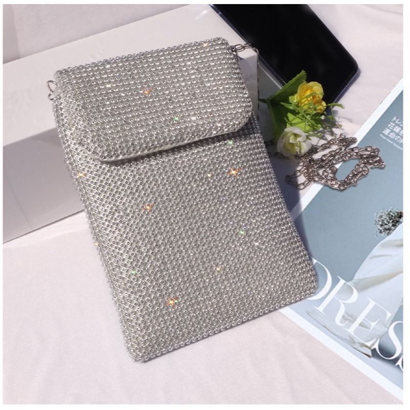 Evening Bags Diamond-encrusted Mobile Phone Bag Women's Crossbody Bag Chain Shoulder Bag Advanced Sense Vertical Evening Small Bag_autovado.com