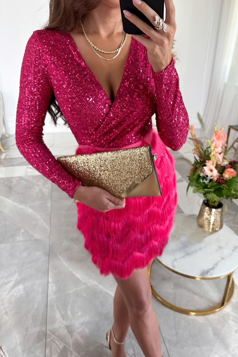 Women's Clothing Women's new party sequined multi-color dress casual loose women's dress_autovado.com