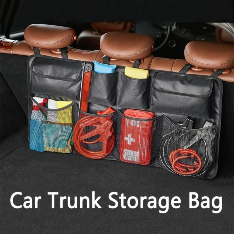 Multi Functional Rear Seat Back Hanging Bag, Car Foldable Miscellaneous Oxford Cloth Trunk Storage Bag_autovado.com
