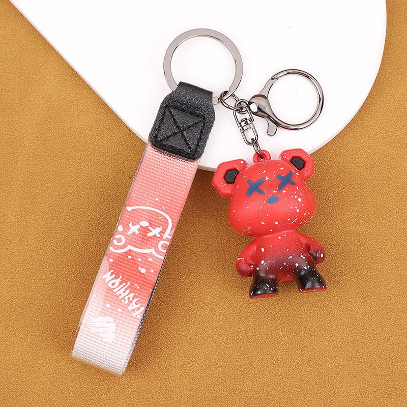 Chameleon Bear Keychain Flip Fur Car Keychain Female Cartoon Bear Creative Couple Exquisite Bag Pendant_autovado.com
