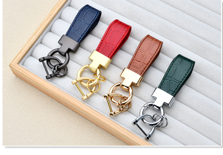 Simple Leather Bag Pendant Creative Horseshoe Buckle Leather Key Accessories New Fashion Leather Rope Car Key Chain_autovado.com