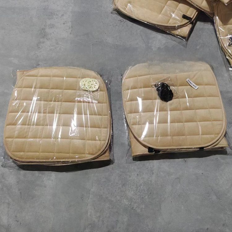 Winter car seat cushion no backrest square embroidered plush tie-free warm three-piece front and rear row single seat cushion_autovado.com