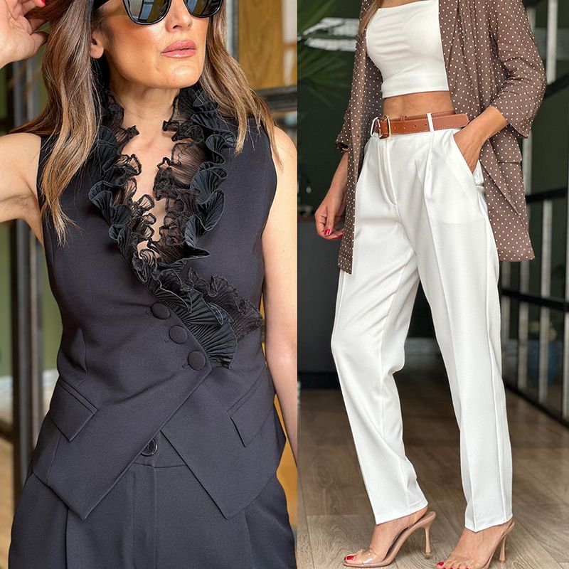 Women's Clothing spring and summer new fashion sleeveless trousers suit INS casual pocket vest two piece suit for women_autovado.com