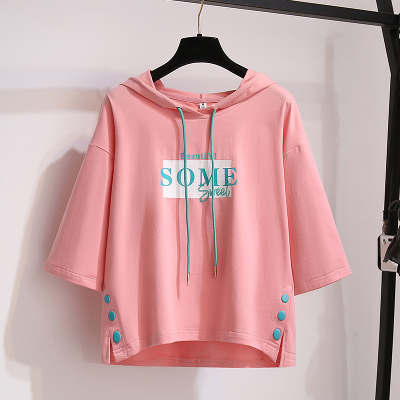 Women's Clothing 2023 Summer New Sun Protection Hooded Short Sleeve T shirt Female Student Clothes Female Loose Tops Women's Clothing Wholesale_autovado.com