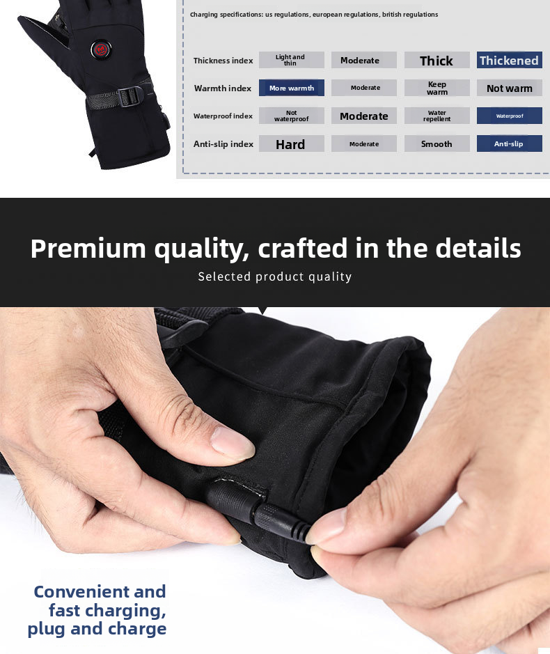 Kangre 7.4V Lithium Battery Rechargeable Gloves Motorcycle Heating Three-Level Temperature Adjustment Electric Warm_autovado.com