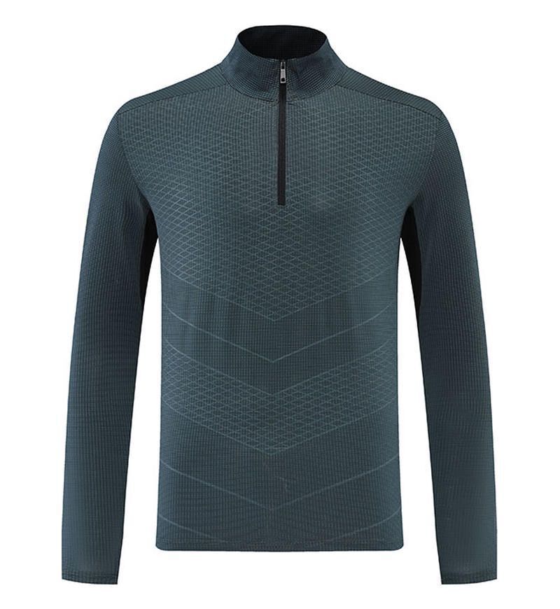 Men's Clothing Dark Pattern Quick-Drying Clothes Long-Sleeved T-Shirt Stand-Up Collar Polo Fitness Sports Running Breathable Tide_autovado.com