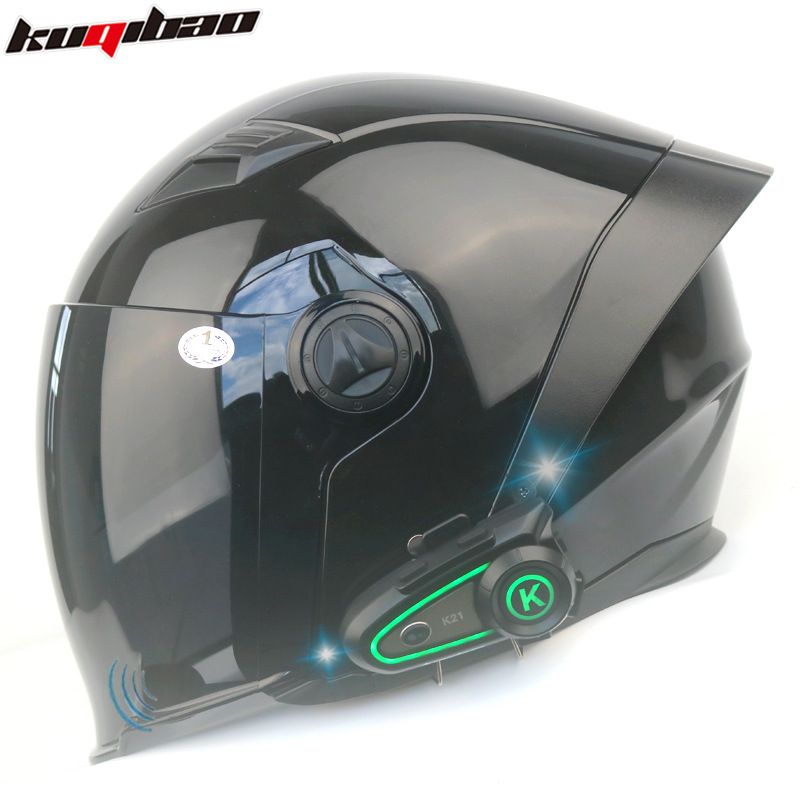 Motorcycle Helmet With Bluetooth Intercom, 3/4 Open Face Design, Dual Visor, 3C Certified, ABS Material, Multiple Color Options_autovado.com
