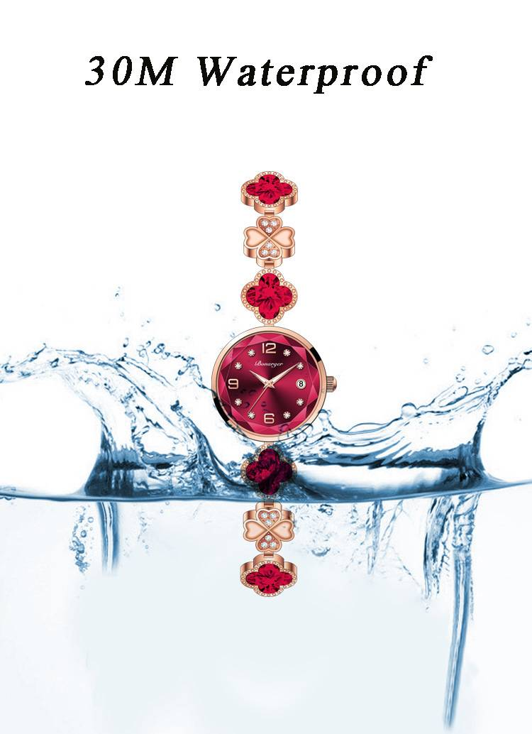 Women's Watch Four-leaf Clover Charm Quartz Bracelet Watch Luxury Rhinestone Analog Stainless Steel Waterproof Wrist Watch _autovado.com