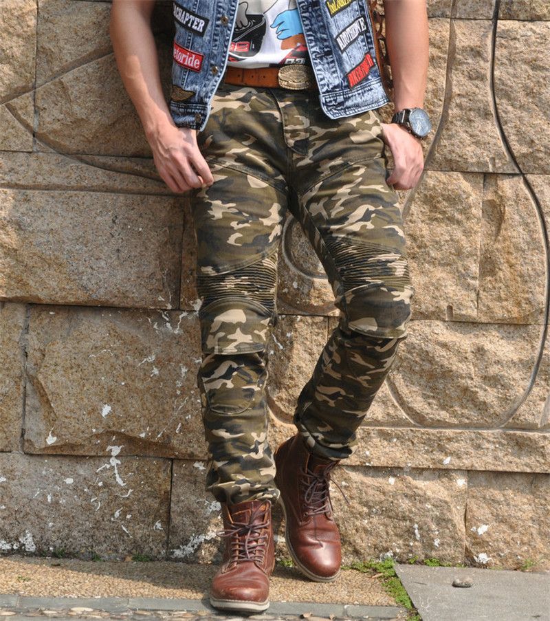 Men's Camo Stretch Jeans - Motorcycle Riding Pants With Breathable Fabric, Comfort Fit For Casual & Outdoor Activities (S-XXXL)_autovado.com