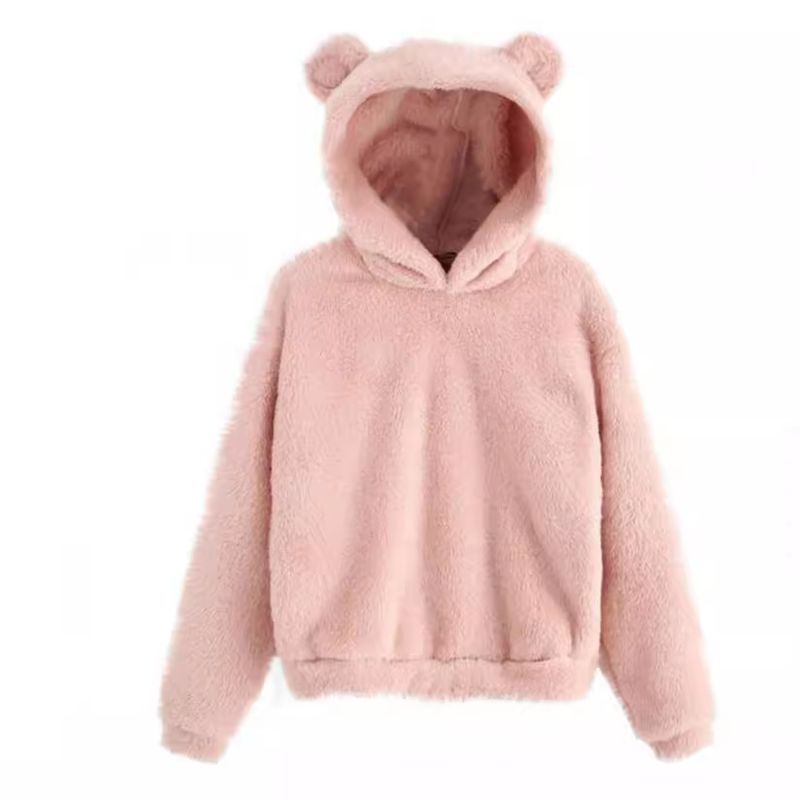 Women's Clothing autumn and winter new fluffy rabbit ears hooded warm sweater sweater_autovado.com