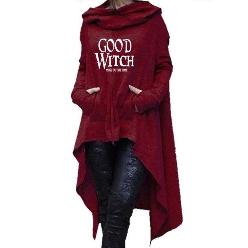 Long dress Hoodies For Women Halloween good witch Letters Print cloak Punk Hoodies Woman Kawaii Sweatshirt Femmes Tops_autovado.com
