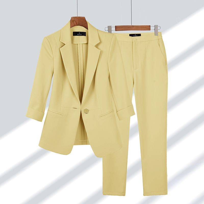 Spring Summer New Elegant Su Jacket Matching Set Women's Korean Chic Blazers Coat Pants 2 Piece Female Professional_autovado.com