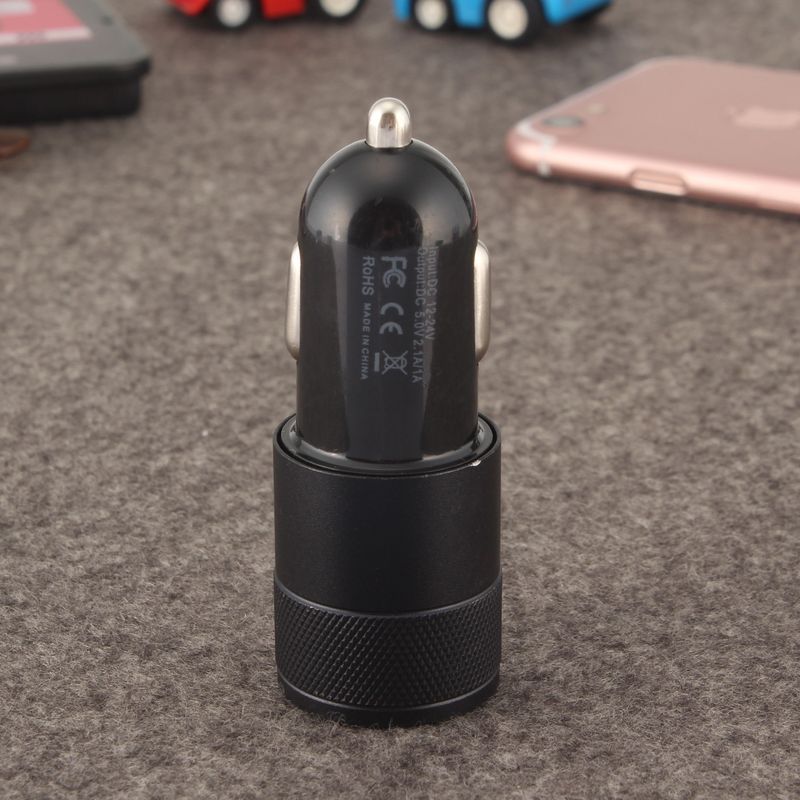 Small Steel Cannon Metal Dual USB Aluminum Alloy Charging 2.1A Tablet Smartphone Car Charger_autovado.com