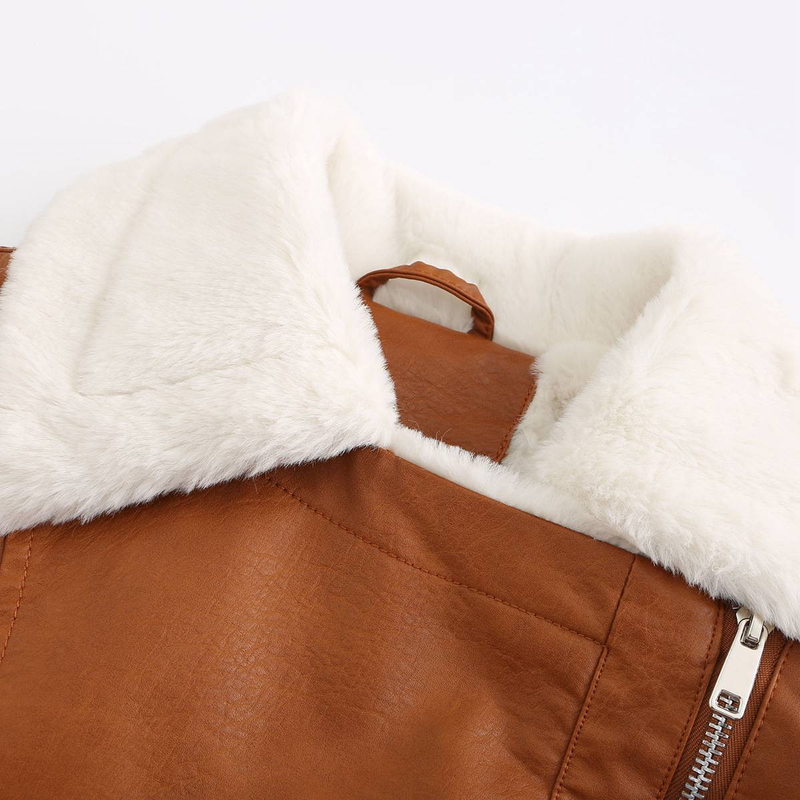 New Suede women's long-sleeved warm lapel jacket European and n commuter casual jacket_autovado.com