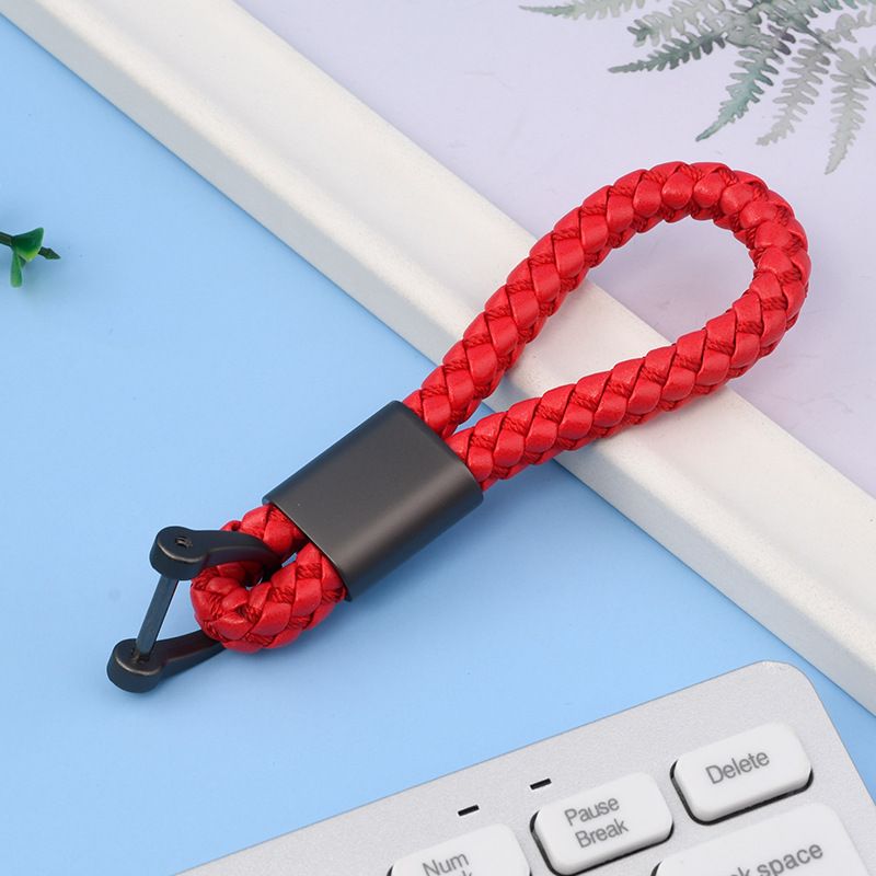 Simple Braided Rope Keychain Car Leather Decorative Keychain Fashion Creative Bag Portable Anti Lost Horseshoe Buckle_autovado.com