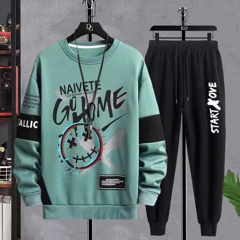 Men's Clothing Casual sports suit sweatshirt men's spring and autumn printed men's autumn clothes loose two piece suit men's clothing wholesale_autovado.com