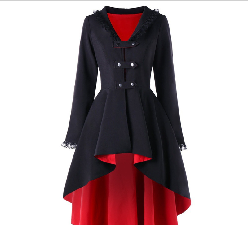 Women's Clothing Autumn new retro mid length windbreaker for women Gothic style jacket large size women's clothing_autovado.com