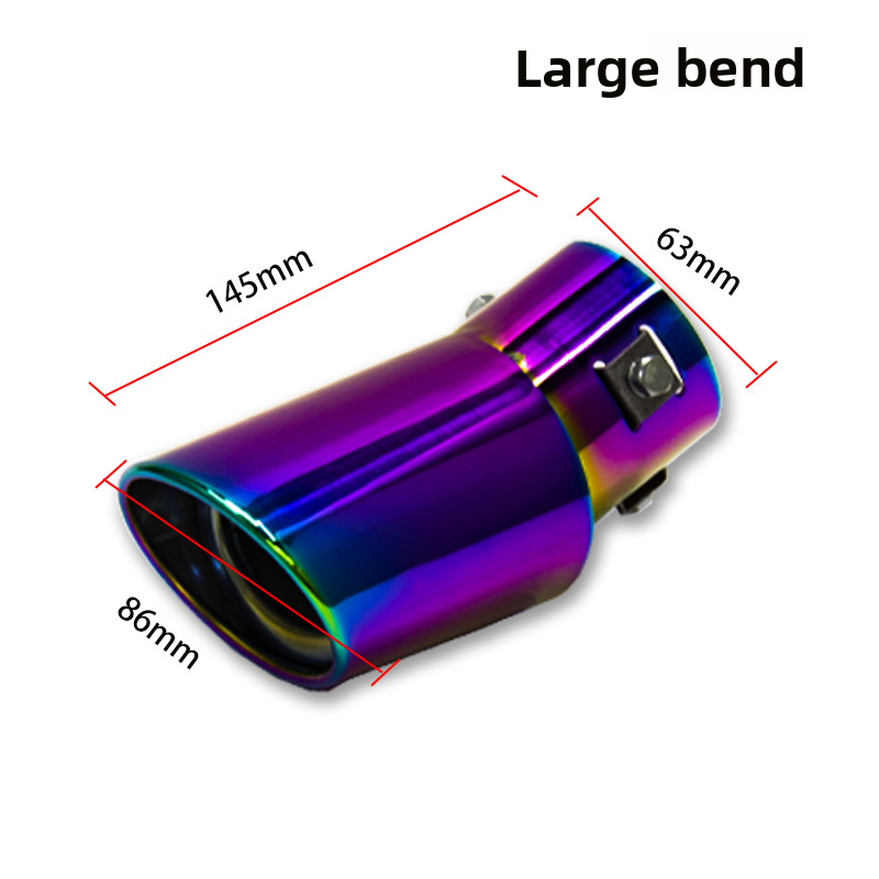 Cross-Border Wholesale Blue Tail Decoration Large Curved Straight Stainless Steel Car Exhaust Pipe Muffler_autovado.com