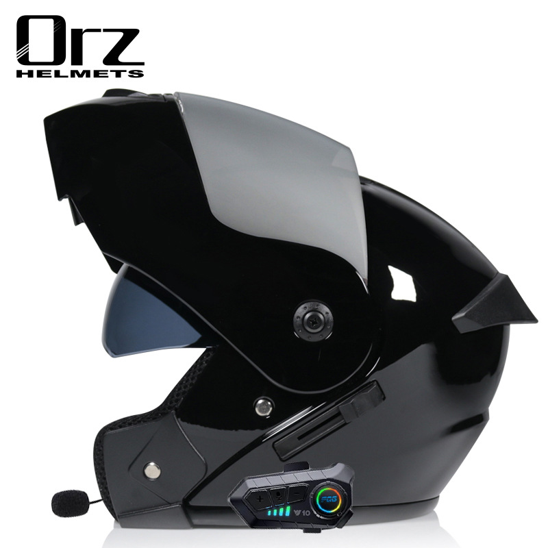 Motorcycle Accessories & Parts Bluetooth Helmet Men's and Women's Flip Up Helmet Personality Cool Double Lens Summer Internet Celebrity Hat_autovado.com