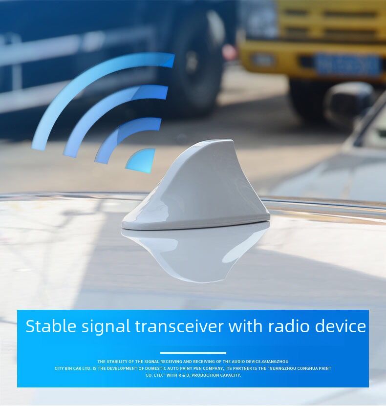 Car decoration shark-fin antenna with signal radio roof pasted tail fin modification free of drilling_autovado.com