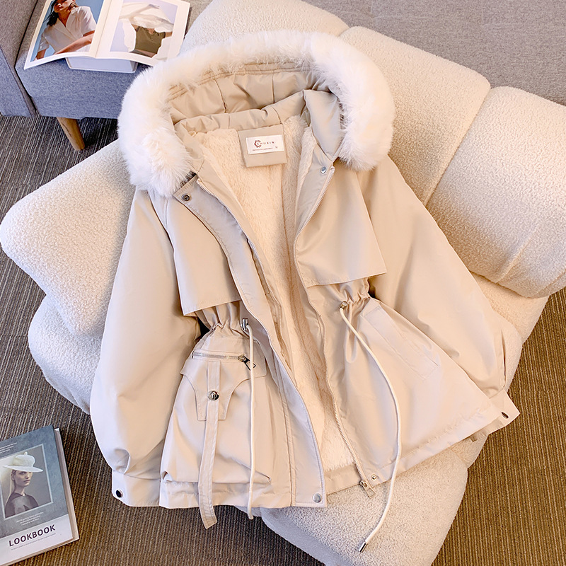 Women's Winter Jacket Fashionable and Versatile Plus Velvet Thick Fur All-in-One Jacket_autovado.com