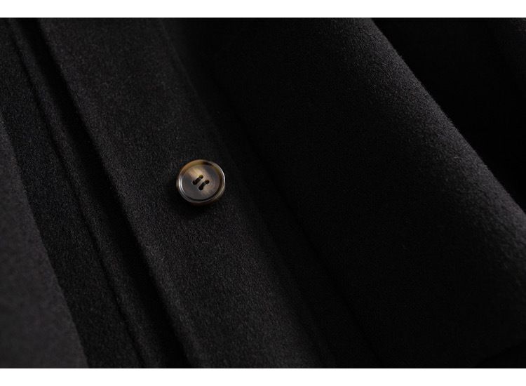 Women's Clothing quality double sided wool coat with hood and short button for women_autovado.com