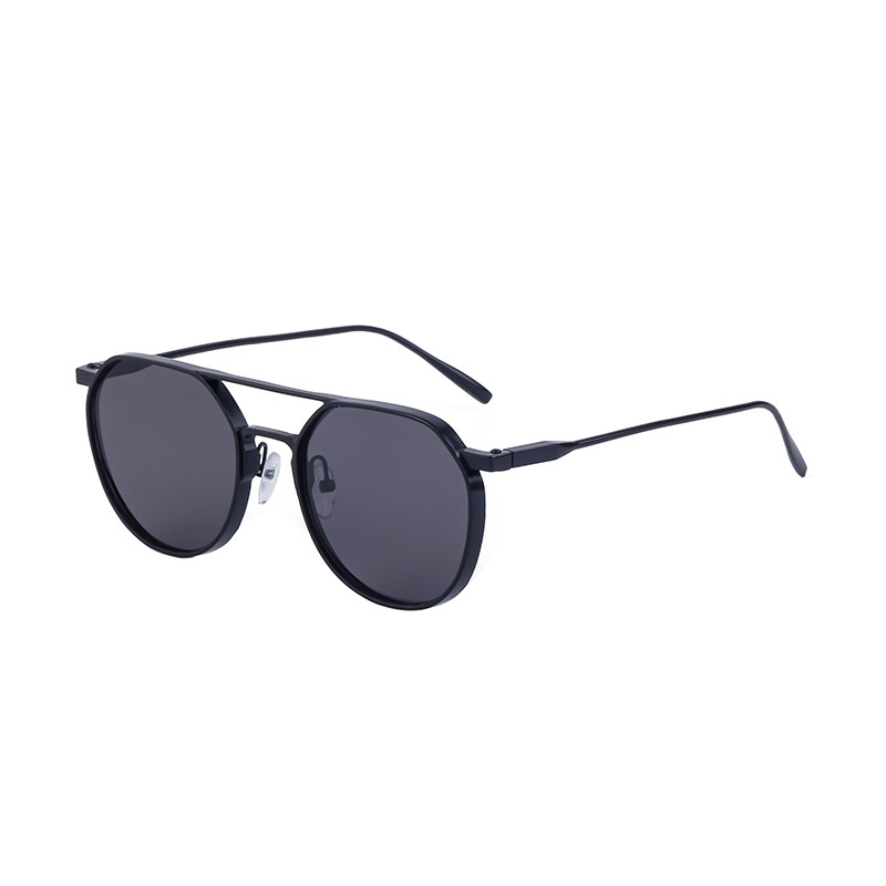 Unisex Vintage round frame sunglasses for men metal double beam driving sunglasses for men_autovado.com