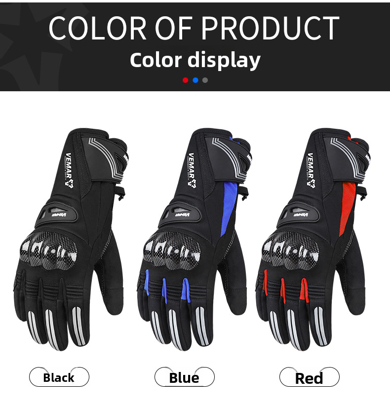 Vemar Riding Autumn Winter Men Windproof Waterproof Fleece Lined Non-Slip Warm Electric Bike Motorcycle Gloves_autovado.com