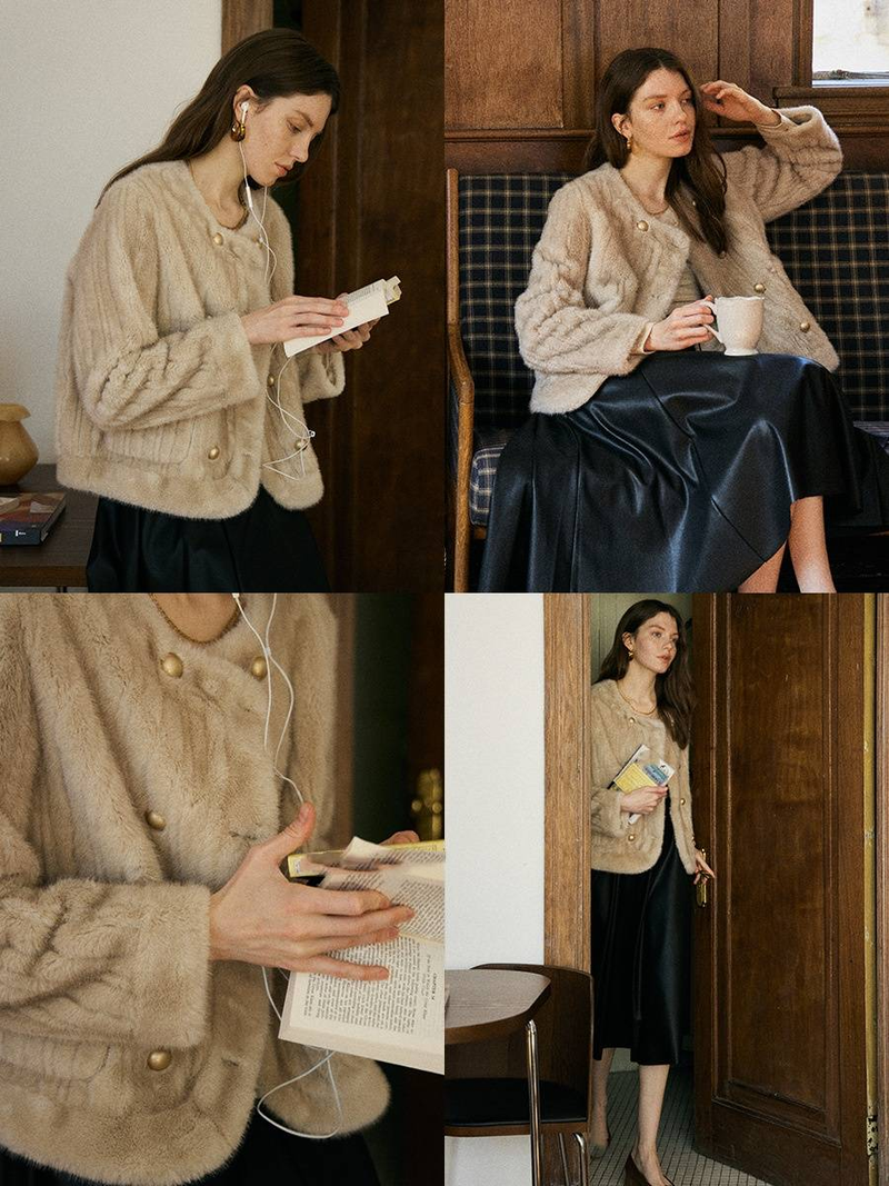 Women's Clothing marble texture design mink plush eco-friendly fur coat_autovado.com