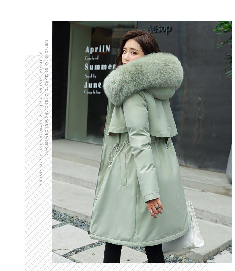 Women's Clothing winter new cotton coat women medium and long large fur collar plus velvet lining parka coat trendy_autovado.com