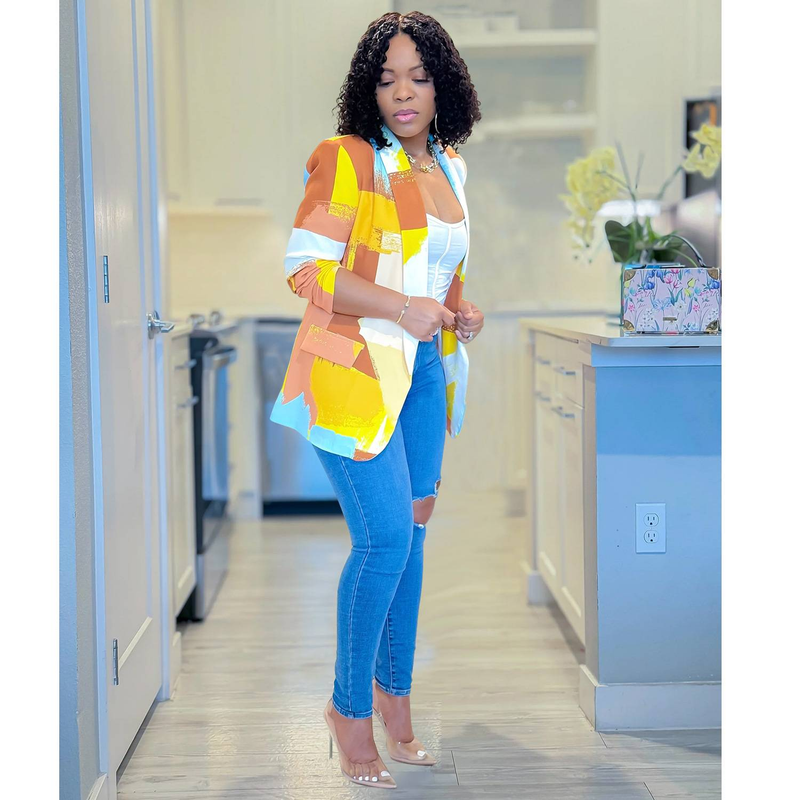 Women's Clothing Long-sleeved Printed Small Suit Small Jacket_autovado.com