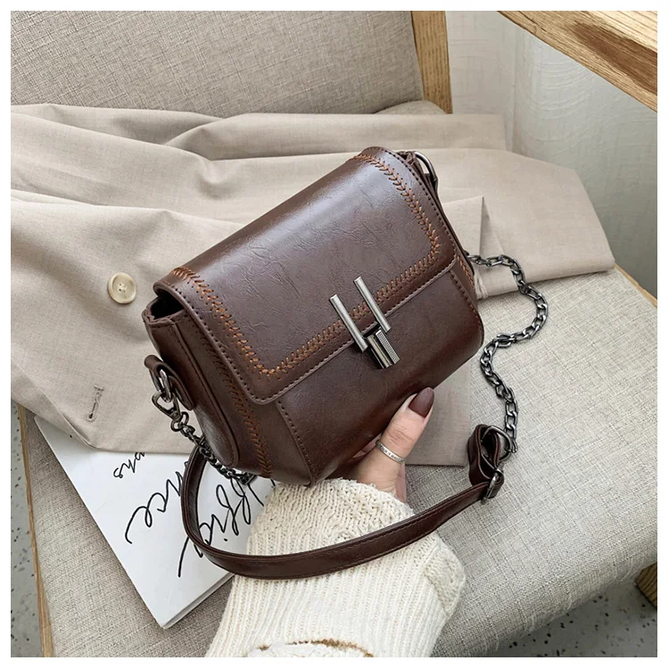 Vintage Trend Women's Crossbody Bag Chain Hasp Zipper PU Leather Square Shoulder Bags Chic Lady Versatile Pack_autovado.com