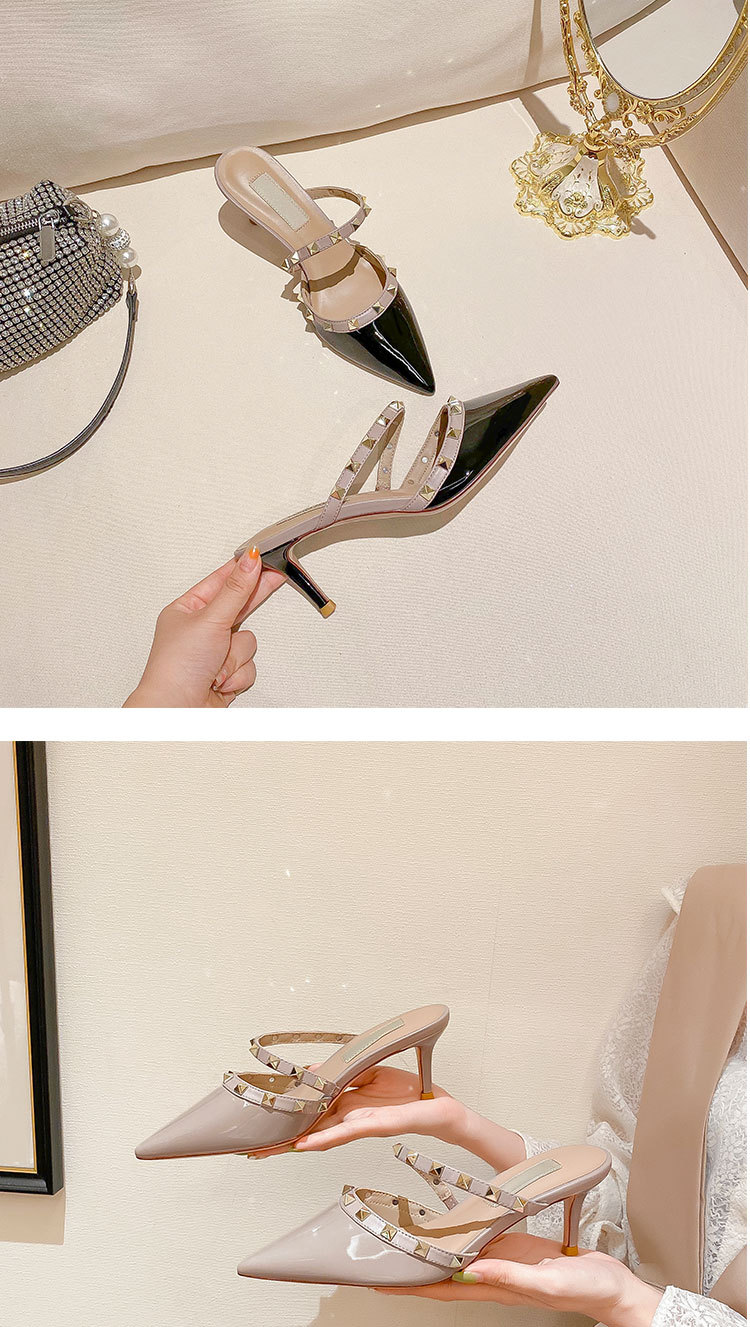 Women's fashion high heeled sandals with studded head_autovado.com