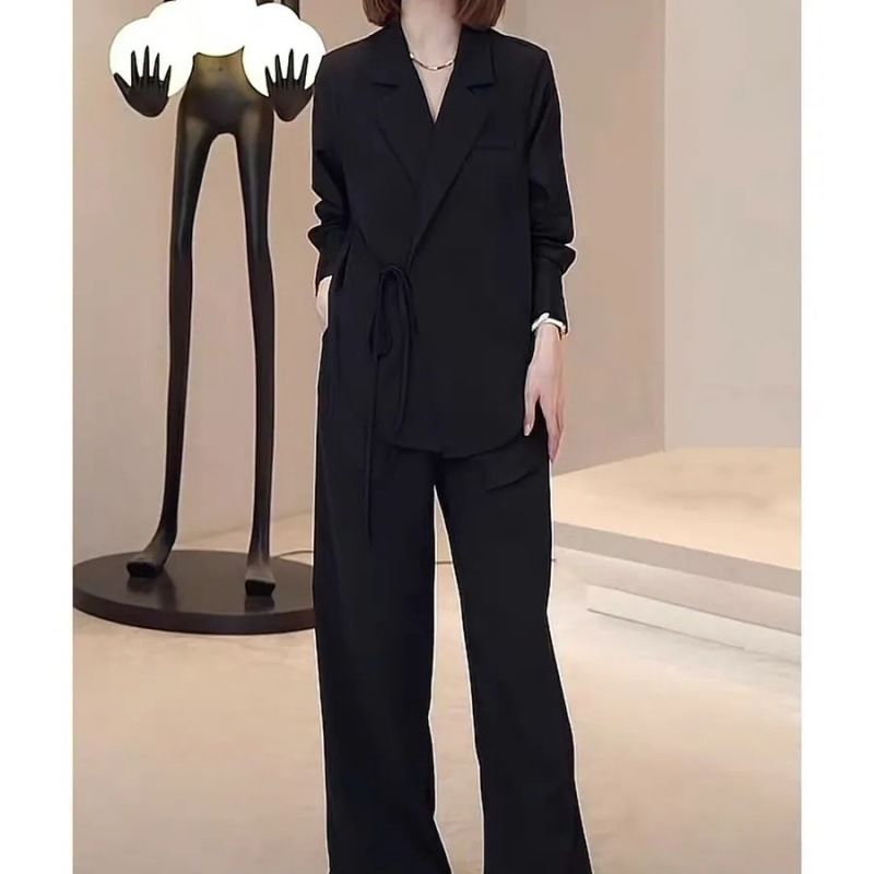Women's Clothing High grade sun proof suit in summer chiffon splicing two piece jacket, high waist wide leg trousers, two piece suit_autovado.com