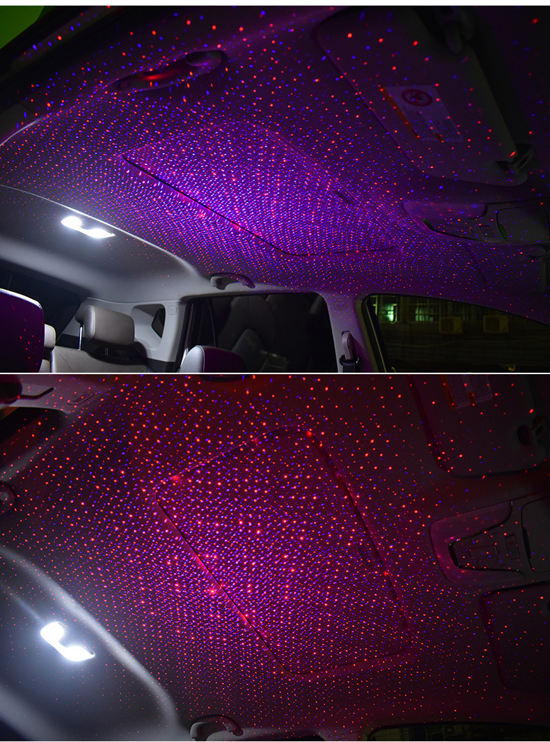 Dual color starry sky USB ambient interior projection light, car roof full of stars, laser rhythm light_autovado.com