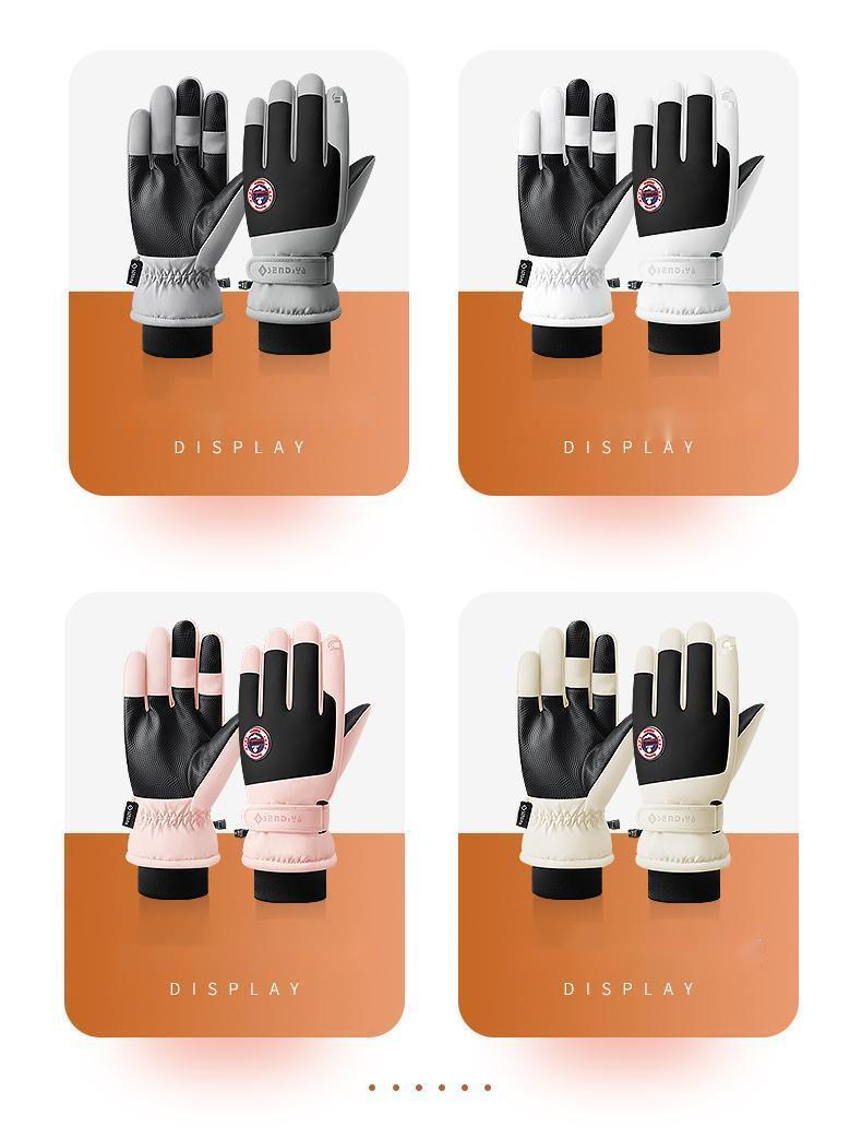Winter skiing gloves, touch screen, motorcycle, plush insulation, thick riding, waterproof, windproof, cold resistant,_autovado.com