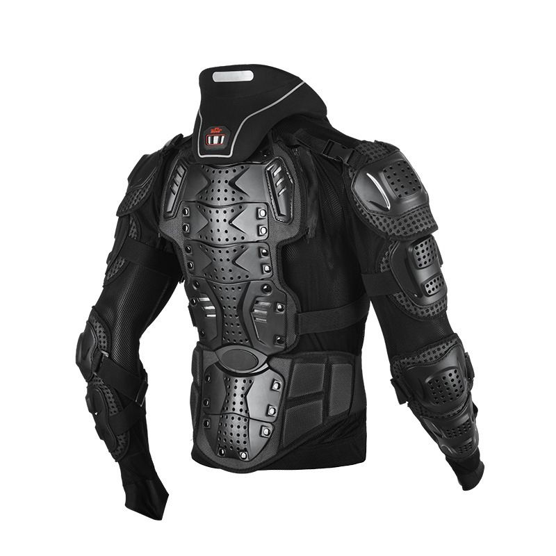 Motorcycle Armor Protection Set - CE Certified Full-Body Safety Gear With Knee/Elbow/Chest/Neck Guards For Men & Women (Black/Red, S-4XL)_autovado.com