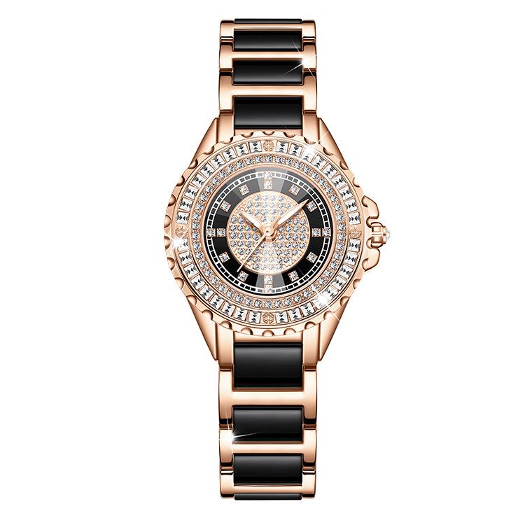 Watch for Women Ceramic Strap with Full Diamond Dial Quartz Ladies Fashion Watch Waterproof Stainless Steel Wristwatch_autovado.com