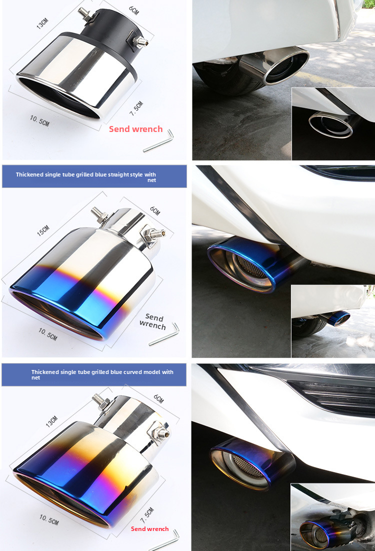 Stainless Steel Muffler Gas Cover Decoration Single Car Exhaust Pipe Universal Tail Throat_autovado.com