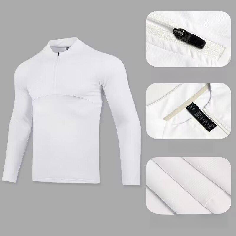 Men's Clothing Long-Sleeved T-Shirt Men's Sports Outdoor Tops Quick-Drying Breathable Running Fitness Training Suit Half-Zip Stand Collar_autovado.com